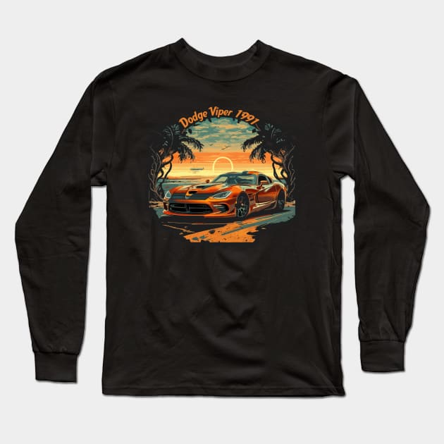 Dodge Viper 1991 - Classic Car Vector Design Long Sleeve T-Shirt by diegotorres